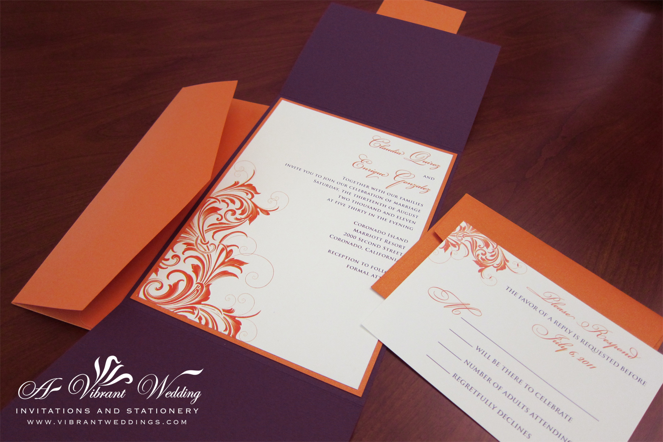 free orange wedding invitation templates