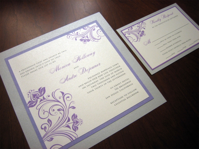 Purple and Silver Wedding Invitation