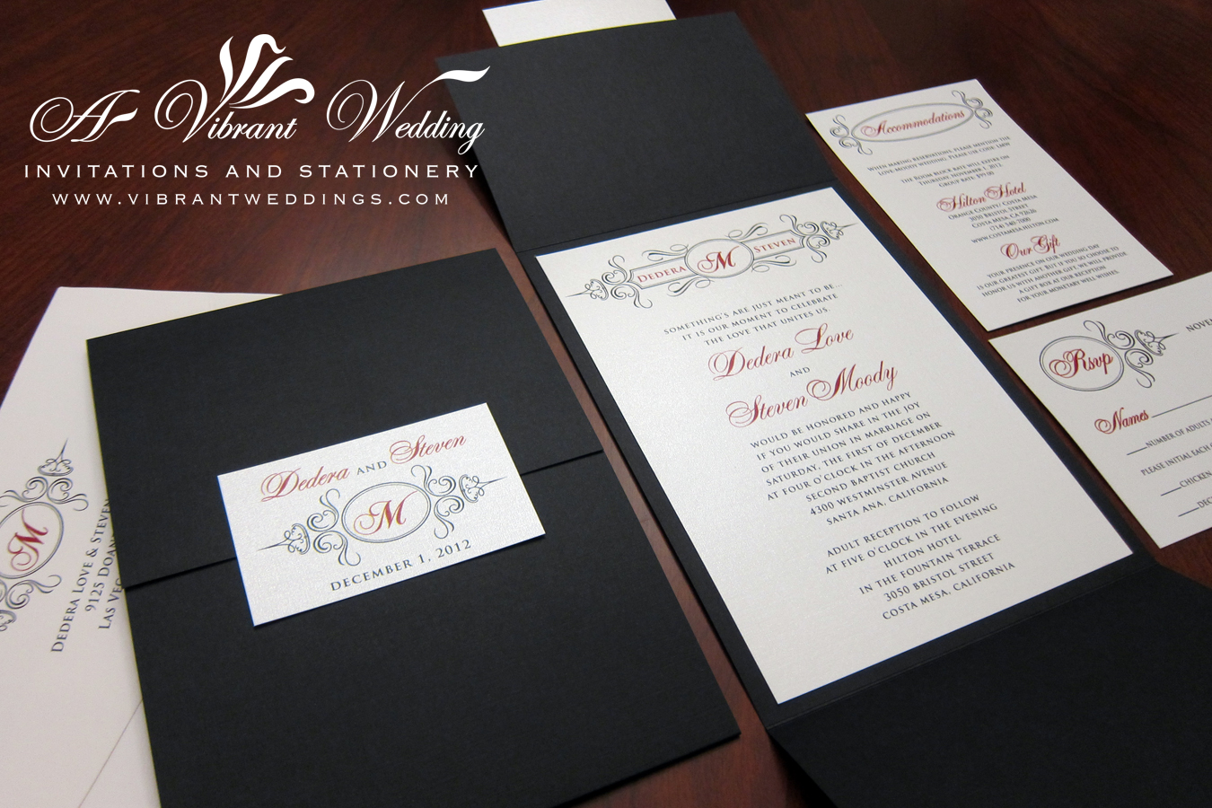 red and black wedding invitation – A Vibrant Wedding